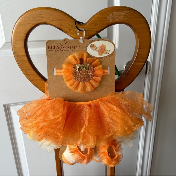 Elly & Emmy First Halloween Photo Op 3 Piece Set Orange Tutu - Picture 11 of 13